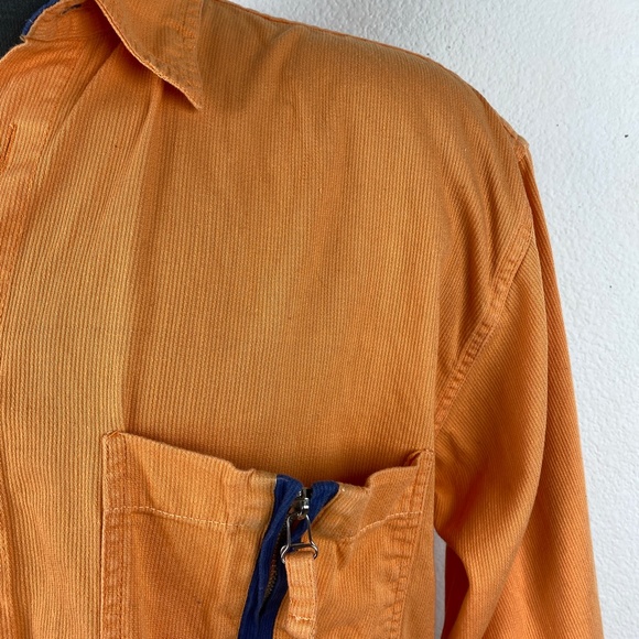 Cold Storage Foul Weather Gear Mens Orange Cotton Twill Shirt Long Sleeve Large - Picture 3 of 10